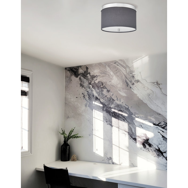 Plafonnier encastré 2 lumières Jazemine, Chrome poli, Gris