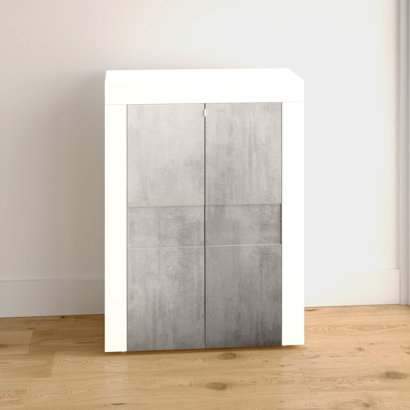 Emilee Display Cabinet, White/Cement