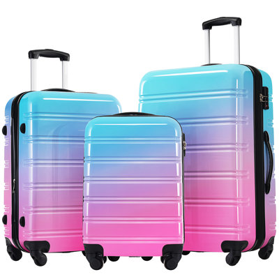 Valise extensible 3 pièces à roulettes Hardshell avec roulettes pivotantes et verrou TSA léger