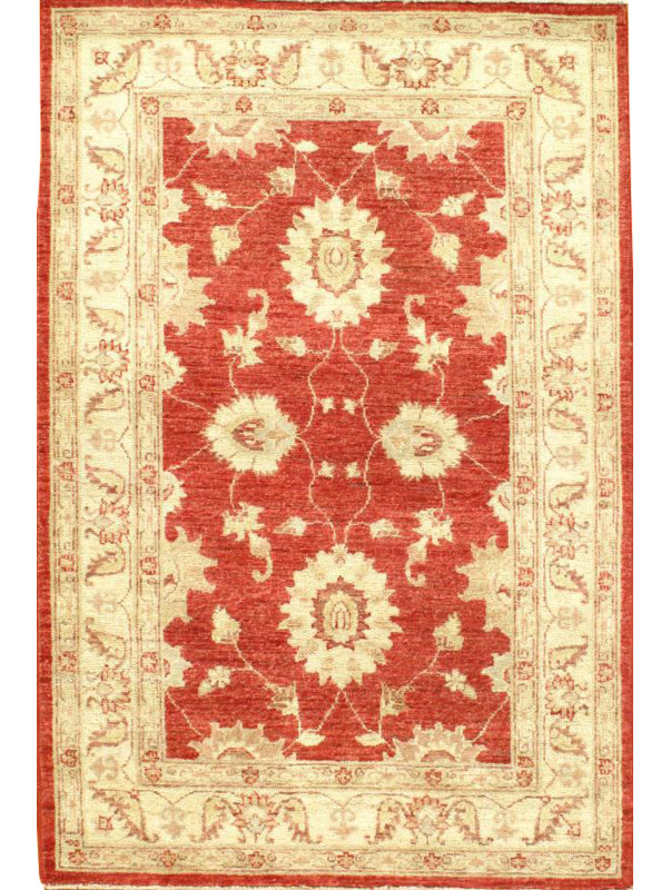 Farahan Wool Oriental Area Rug in Cream/Rust