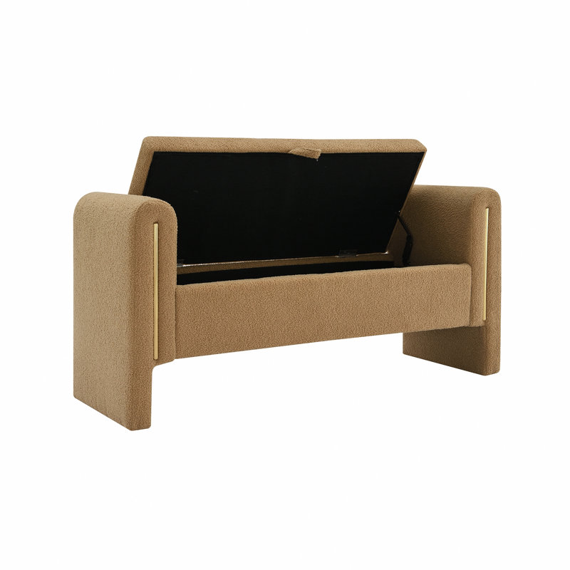 Banc de bout avec accoudoirs et rangement Modern, Brun