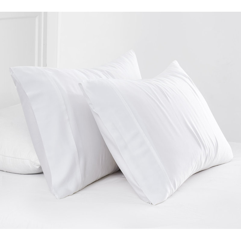 Southshore Fine Linens Bamboo Pillow Cases in Bright White, 100% Rayon from Bamboo 300 Thread Count Sateen Weave with Silky-Smooth Finish, 2 Pillowcases, Queen / Standard