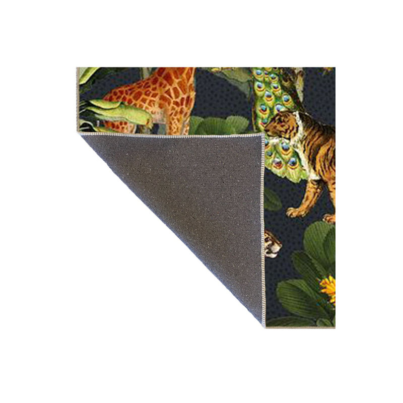Tapis décoratif moderne à motif de girafe et de perroquet à thème Wild Jungle, Tapis de couloir 2 pi 6 po x 9 pi 10 po inclus