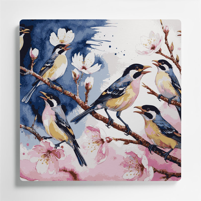 Oiseaux communs, art mural gris Myna, H 144 po x l 144 po x P 0,05 po