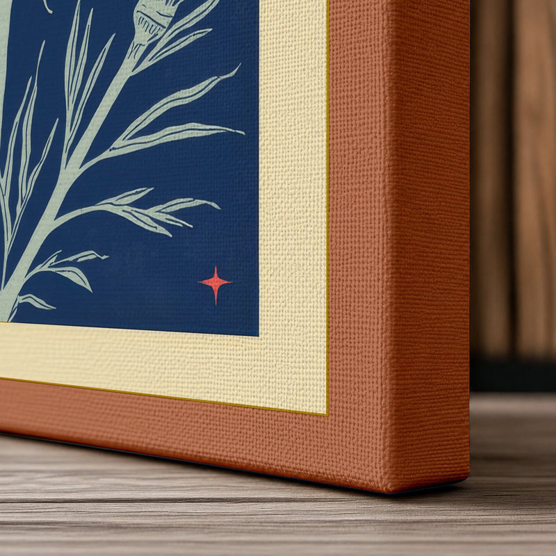 Celestial Bloom Botanical - Wrapped Canvas, 30x20 - 76.2 x 50.8 cm, Terracotta Border