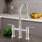Double Handle Bridge Kitchen Faucet With Pull-down Spray Head-111025359