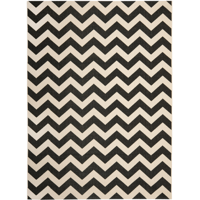 Napoleon Indoor/ Outdoor Black/Neutral Rug, Rectangle 201 x 290 cm