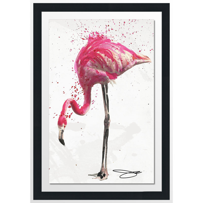 «Flamingo 1», reproduction d'art graphique sur plastique / acrylique, H 27,5 po x l 21,5 po x P 0,75 po
