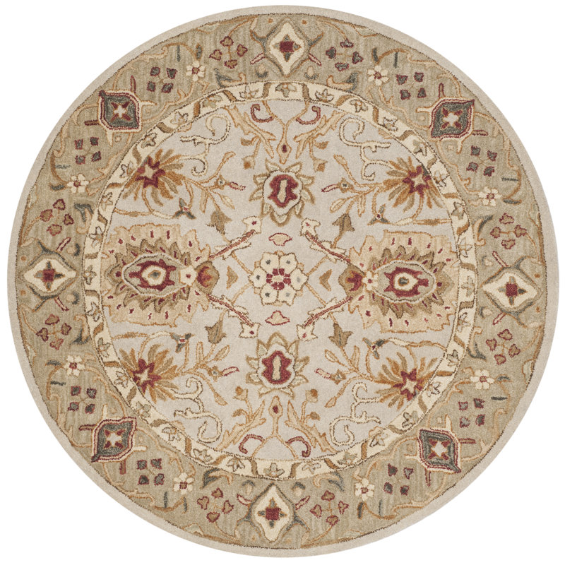Tapis beige en laine touffeté à la main Armintha, Rond 6 pi