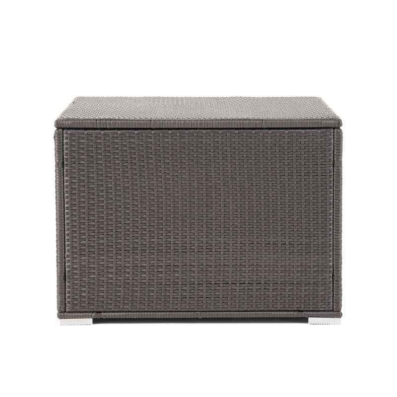 Grey Outdoor Storage Box With Resilient Iron Support, 33.07 In. Depth X Width 24.92 Height, Patio Aid Strong Frame, Deep Wide High, Solution