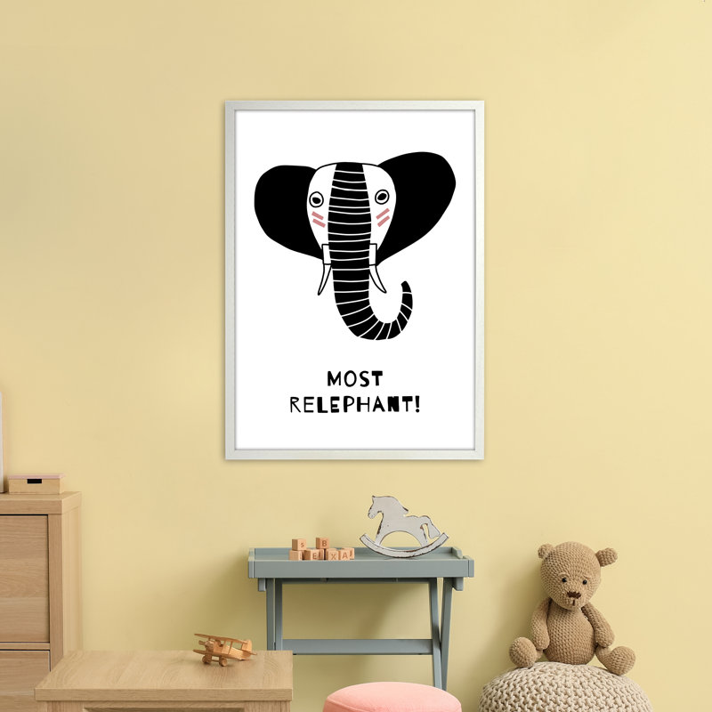 Elephant by Miniofmine - Print, 88cm H x 64cm W x 3cm D, Brown Framed