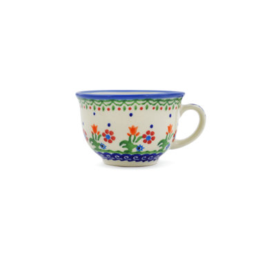 Tulips And Diamonds Handmade Stoneware Teacup