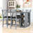 5Pcs Dining Set with Counter Height Table, 4 Upholstered Chairs and Built-In Storage Shelves-1874736986