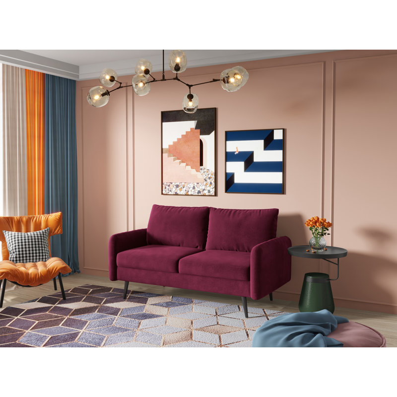 Canapé à accoudoirs arrondis 70 po Elle-Jade, Velours doré, H 33 po x l 58 po x P 30 po