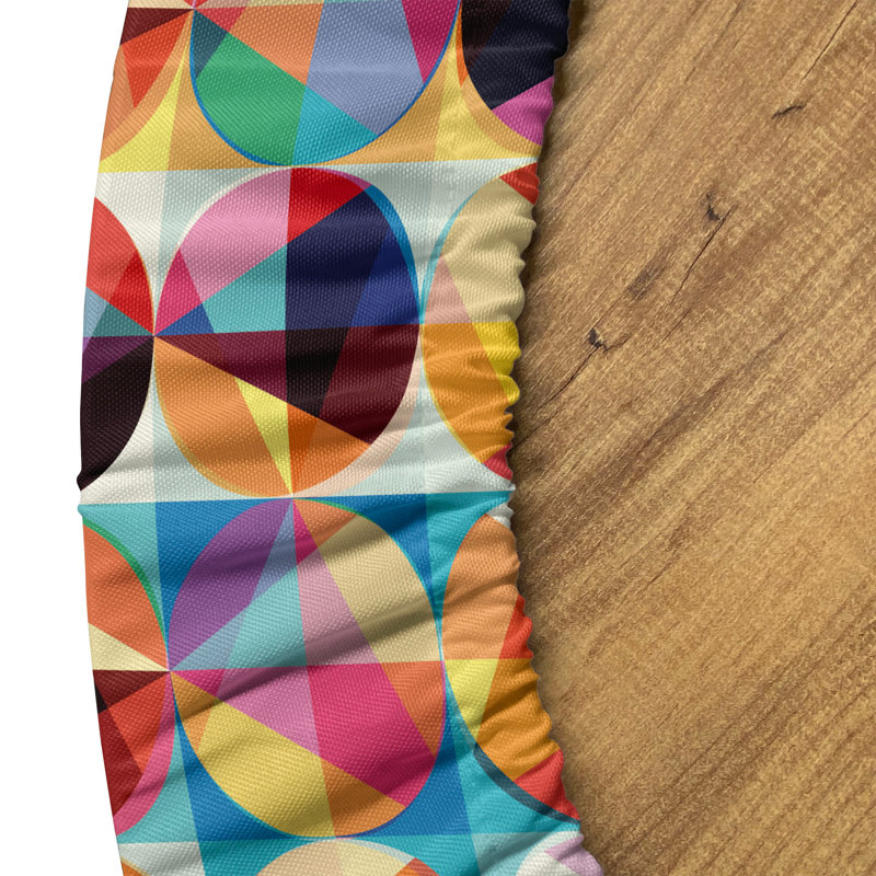 Ebern Designs Geometric Fitted Round Tablecloth 40"- 44" Diameter Multicolor, 51.97" Round