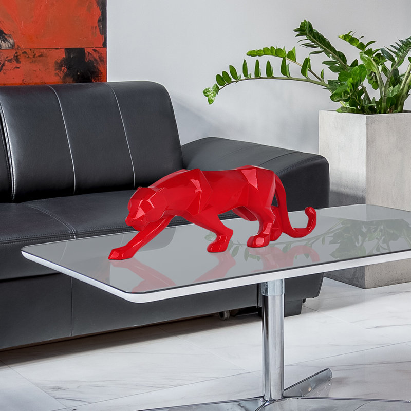 Panther Figurines & Sculptures, Red, 14cm H x 45cm W x 9cm D