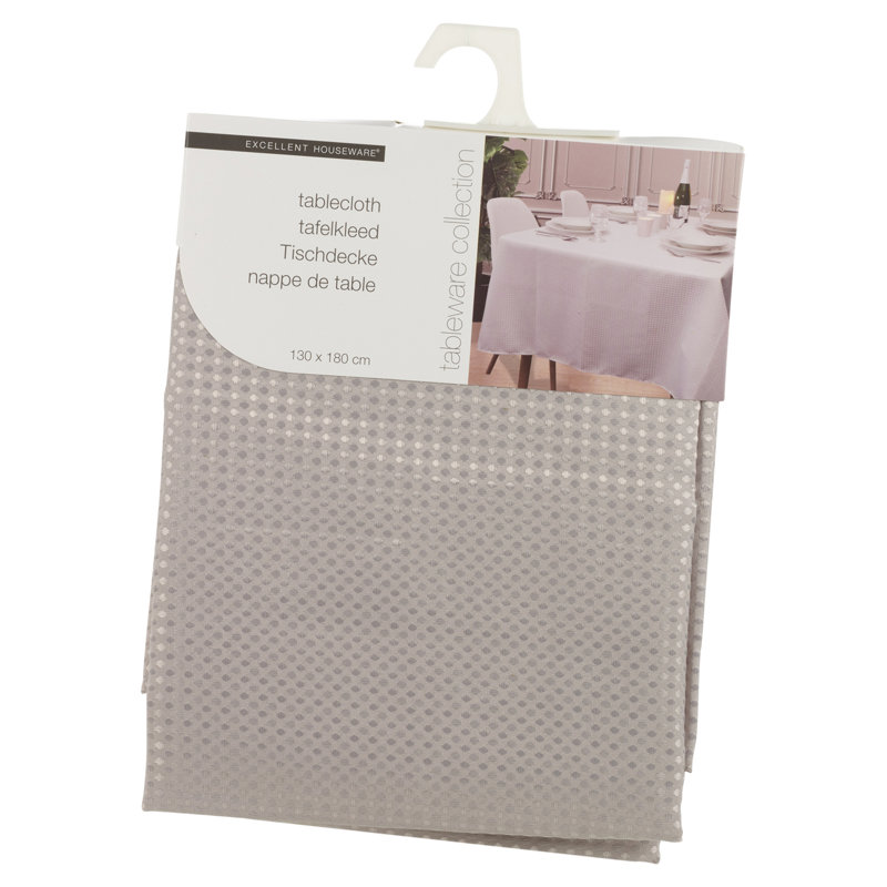 Damask Tablecloth, White, 150cm W x 220cm L