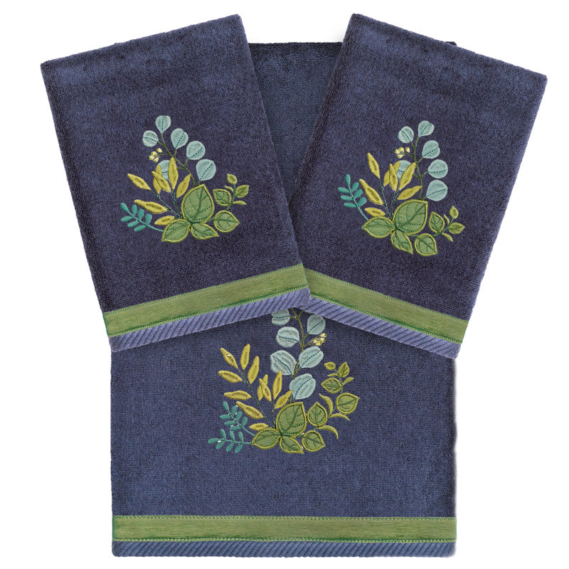 Botanica 3 Piece Turkish Cotton Towel Set, Navy