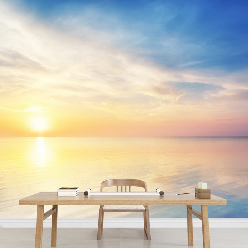 Seascape Composition of Nature Self-Adhesive Large Wallpaper, 100" L x 144" W