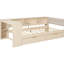 Lit simple en bois avec espace de rangement, tiroirs, capacité de charge et tête de lit tapissier avec rangement plateforme de couleur crème, style fonctionnel