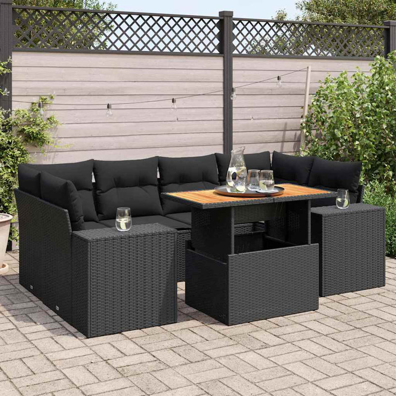  Ensemble de canapé de jardin noir