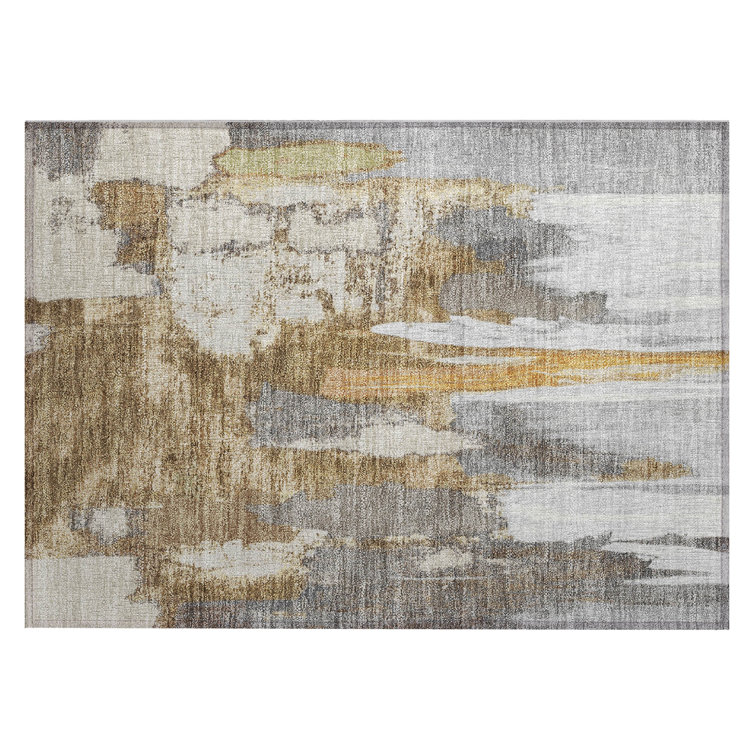 Machine Washable Indoor/Outdoor Xhevrie Ivory Rug