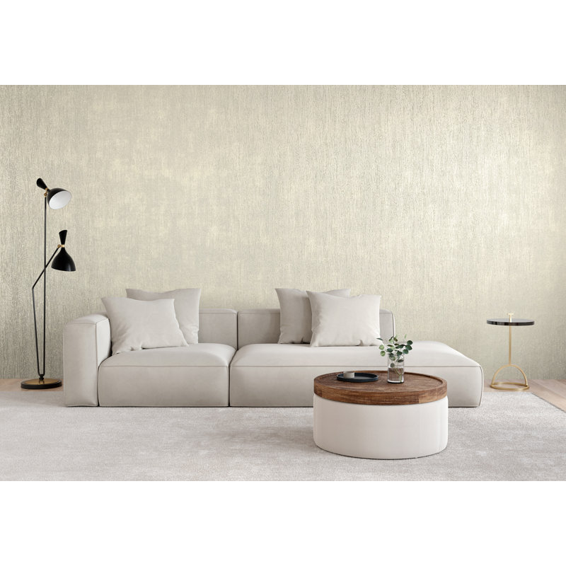 Universe Neptune Glass Stone Plain Texture Wallpaper Roll, Beige/Light Gray