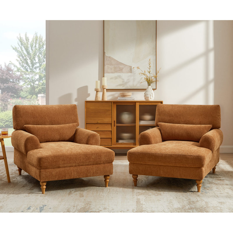 Chaise longue rembourrée avec dossier réglable Jazie (ensemble de 2), Rustic