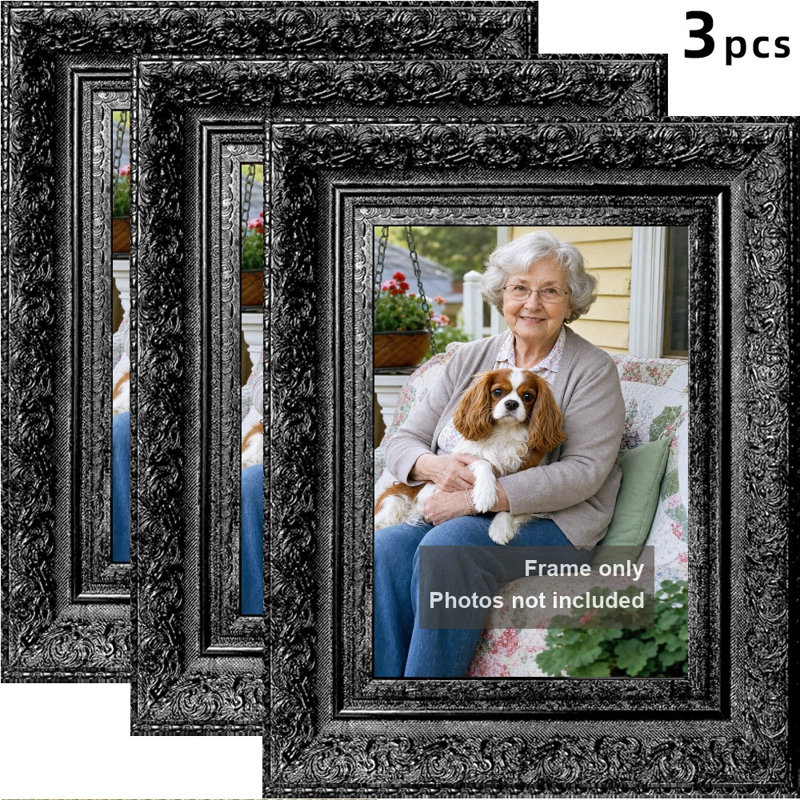 Cadre photo mural 3 pièces 5 "x 7" noir 5 PCS, Noir, 3, L 5 po x H 7 po