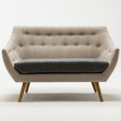  Mid-Century Tufted Foam Cushion Loveseat in Gray