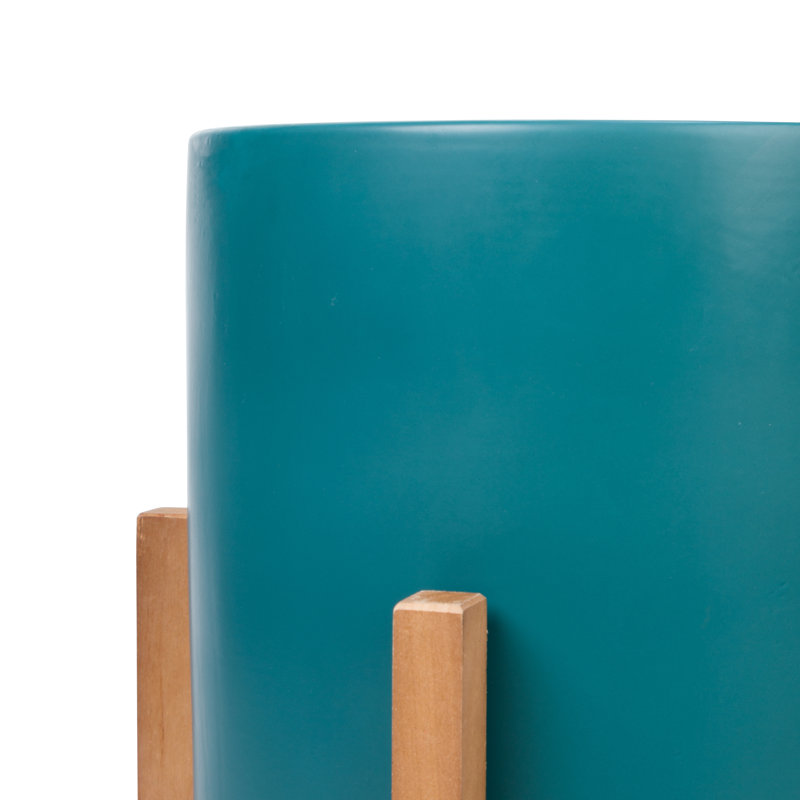 Pot à fleur d'intérieur en céramique Surles, Bleu / vert, H 16 po x l 11 po x P 11 po