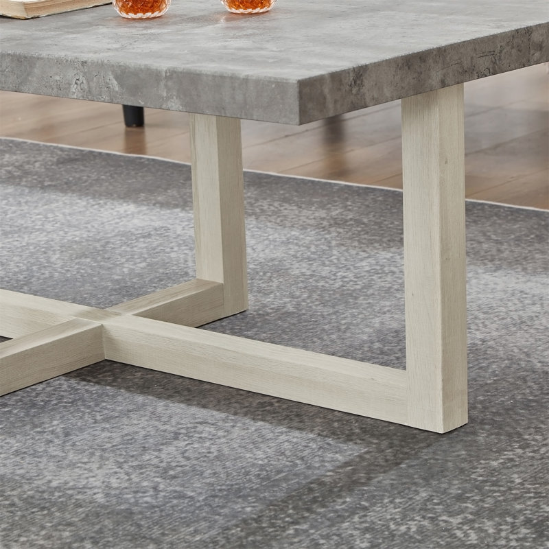 Table basse ronde Roundhill Furniture Luno, Gris / Blanc, Sans décalque / conception stratifiée