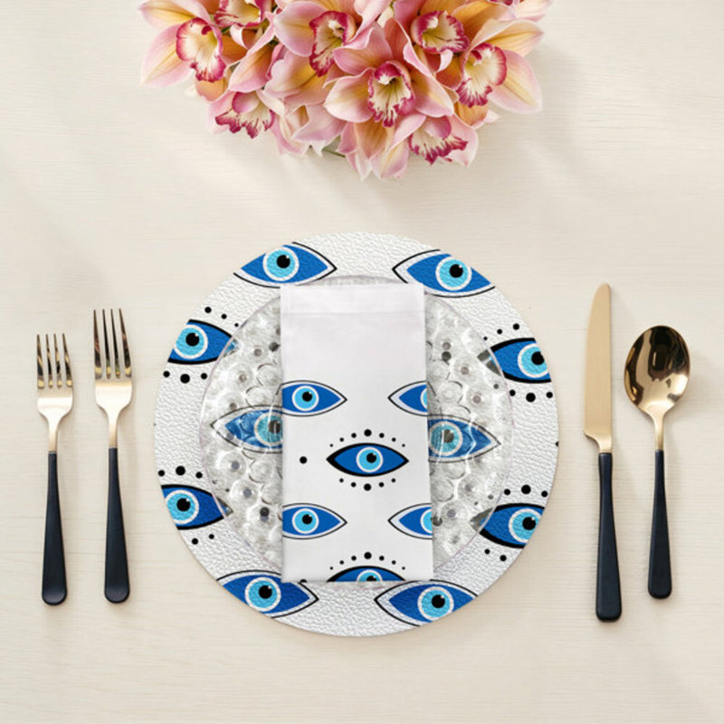 Ensemble de table pour les yeux bleus et blancs, Eyes, White/Blue