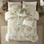 Édredon 6 pièces pour grand lit bleu et motif tropical, rembourré, résistant au coton