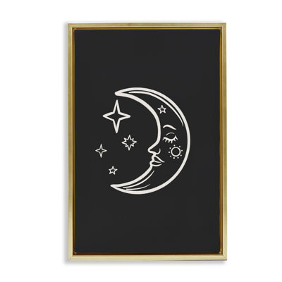 Moon & Stars on Black Floater Canvas by JJ Design House LLC