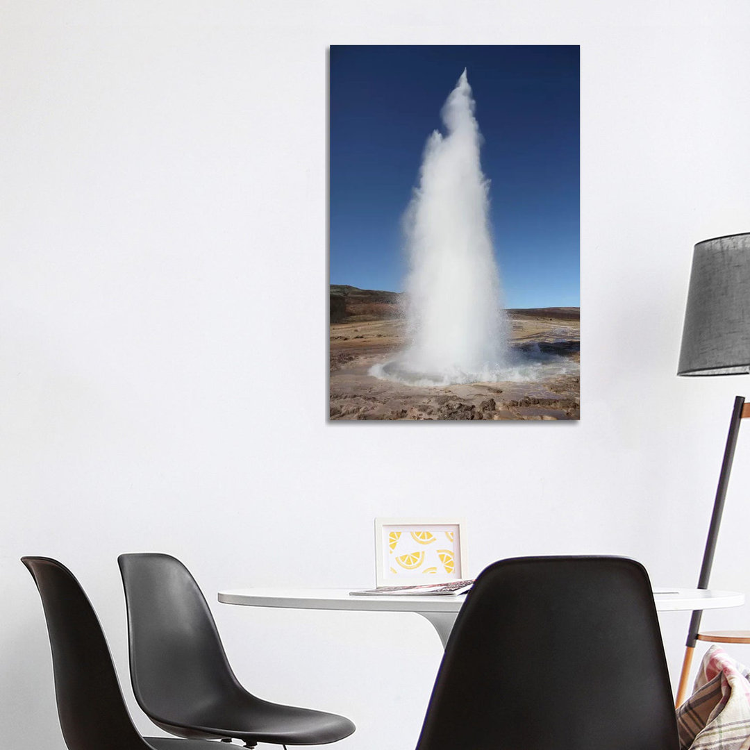 Eruption Of Strokkur Geysir, Haukadalur, Iceland by Richard Roscoe - Wrapped Canvas Print
