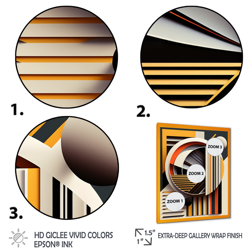 Chrie - Modern Geometric Canvas Wall Art, Gold, 34" W x 44" H
