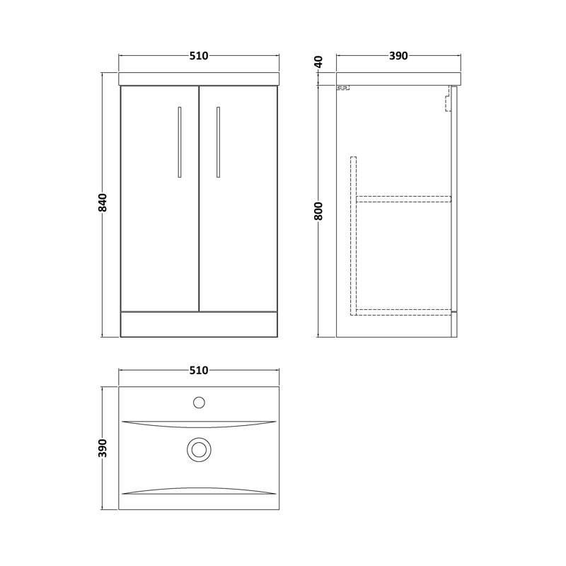 Arno 510mm Single Bathroom Vanity with Integrated Vitreous China Basin, Satin Anthracite