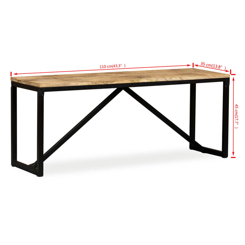 Macalester Solid Wood Bench, H45 x W109.8 x D34.7 cm