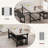 GAOMON Extendable Dining Table Set for 4, Dining Table Set with Two Upholstered Benches for 6, Large Expandable Kitchen Table Set for Apartment, Small Space Rustic Grey