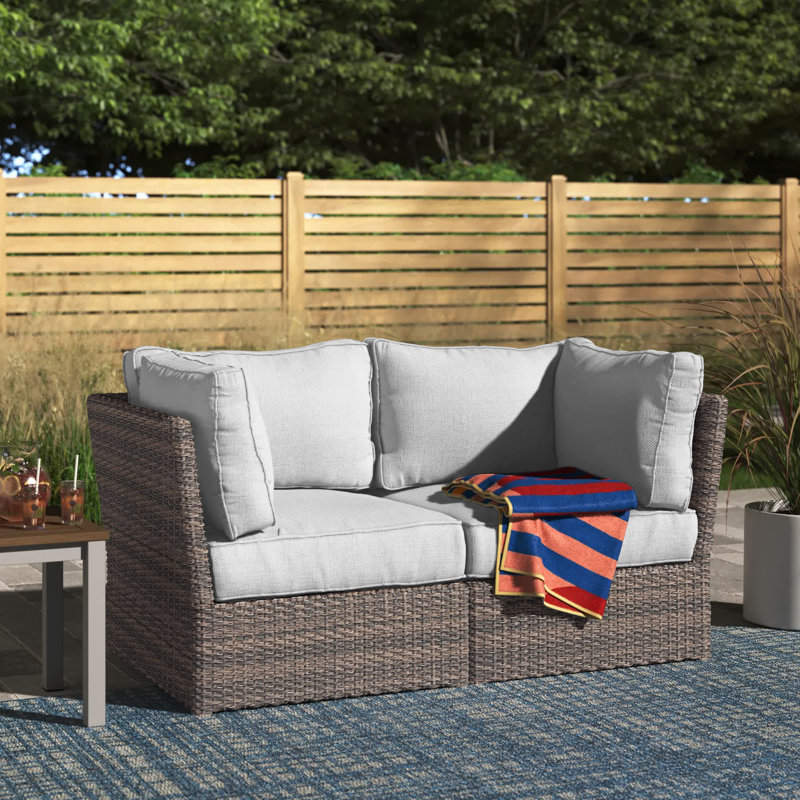 Almyra Fully Assembled 66'' Wide Outdoor Wicker Loveseat with Cushions, Espresso