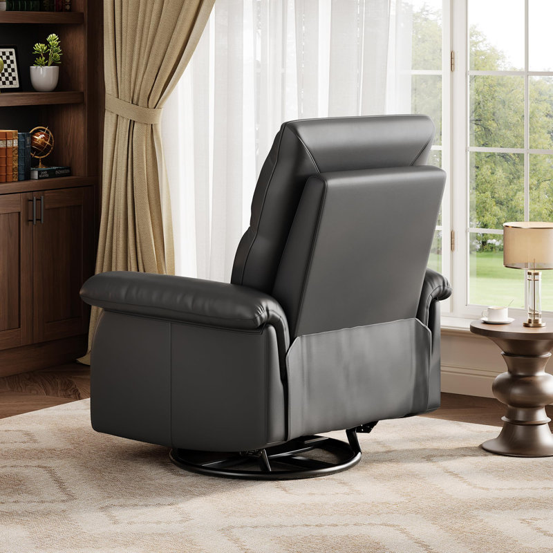 Fauteuil inclinable pivotant, fauteuil oscillant manuel en cuir de polyuréthane et dossier de soutien pour le salon