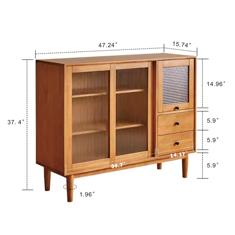 Buffet en bois massif 47,24 po Tamanna