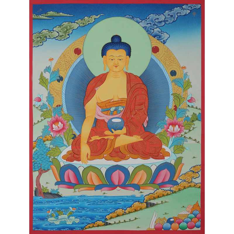 Bouddha Shakyamuni, peinture (Thangka sans brocart)