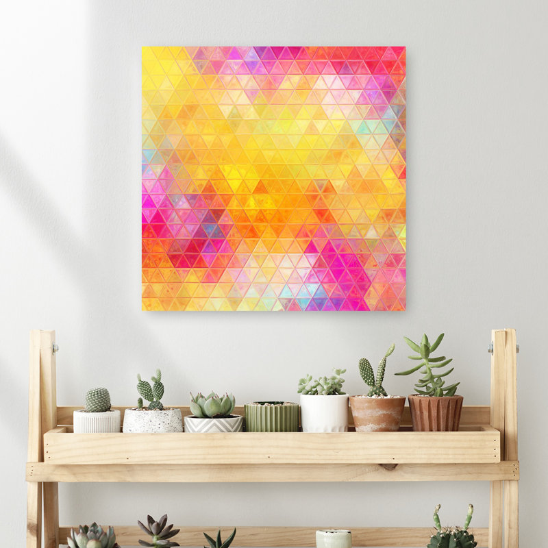 Vibrant, mosaïque géométrique abstraite, géométrique, lilas, violet, art mural, H 18 po x l 18 po