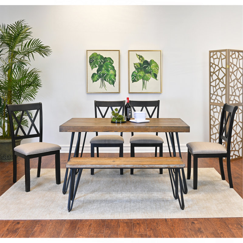 Ensemble de salle à manger Arroyo, 6 pièces: table, banc, 4 chaises