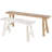 Brunhild Wood Slim Distressed Brown Bench with Smaller White Bench Set