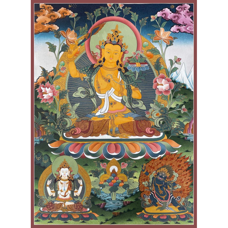 Déesse Manjushree Thangka (Brocadeless Thangka)