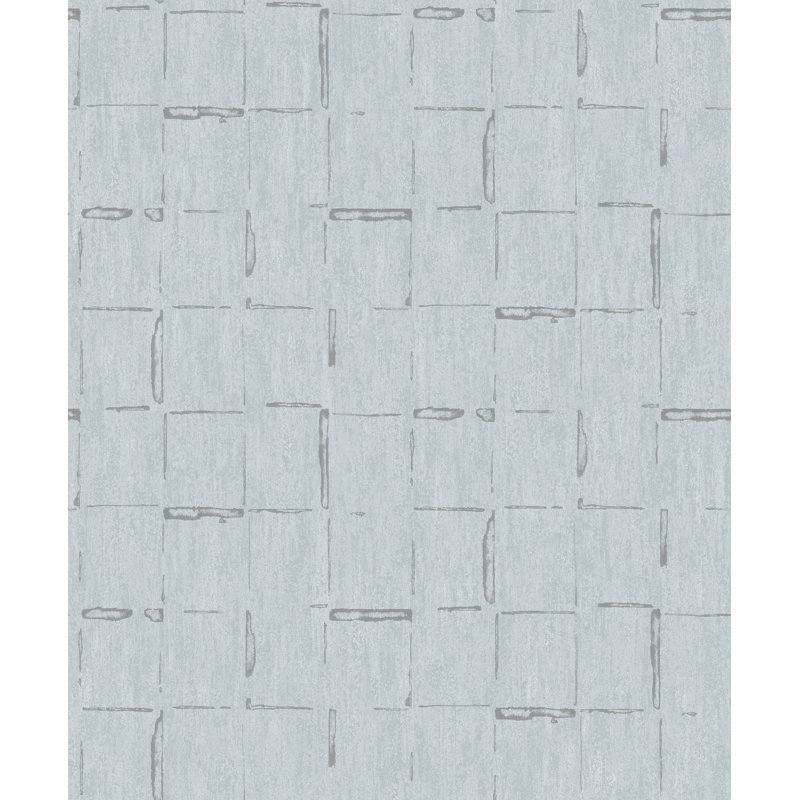 Geometric Lines 1m x 53cm Metallic Wallpaper Roll, Duck Egg