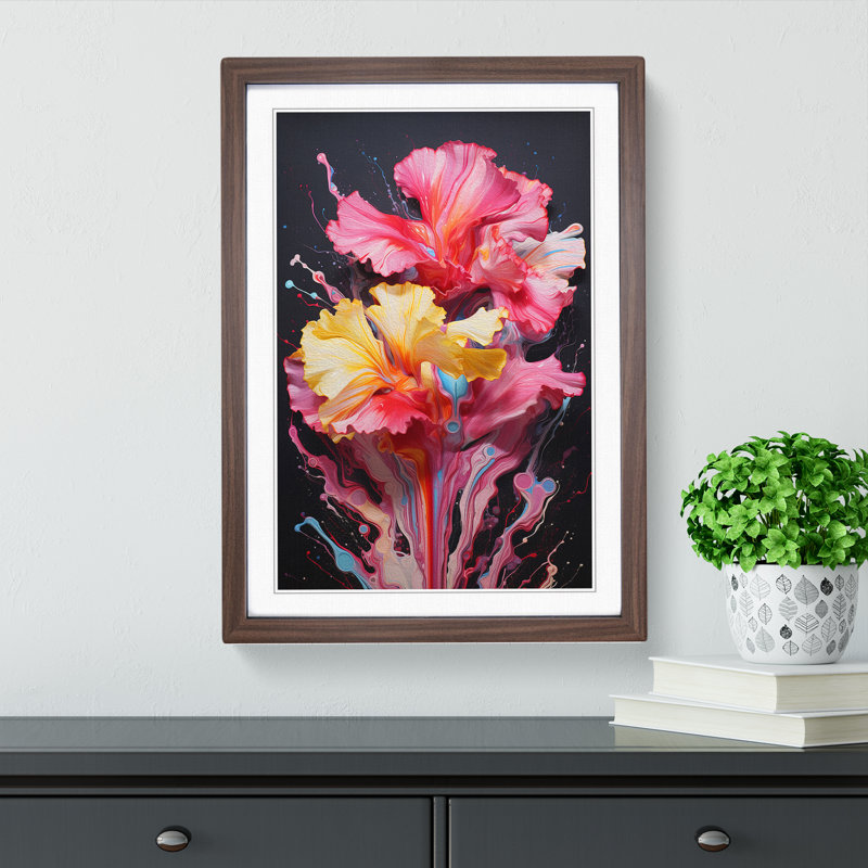 Carnation Flower Action No.3 - Single Picture Frame Print on Wood, Walnut , 34cm H x 25cm W x 2cm D